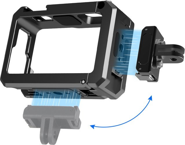 DJI Schnellverschluss-Metallkäfig für DJI OSMO ACTION 5, 4 und 3 in Schwarz mit Mikrofon-Kaltschuh, Fülllichthalterung und Erweiterungshalterung - Bild 1