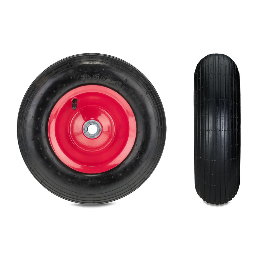 Relaxdays Schubkarrenrad 3.50-6 Luftbereift aus Gummi und Stahl in Schwarz-Rot mit Kugellager, Durchmesser: 31 cm, Breite: 9 cm - Bild 2