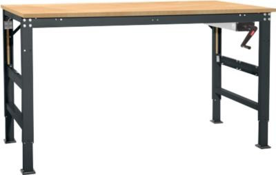 Arbeitstisch Ergo K von Manuflex mit Kurbel, Multiplex-Tischplatte, Farbe: Anthrazit, B/T/H: 150 x 80 x 45 cm - Bild 1
