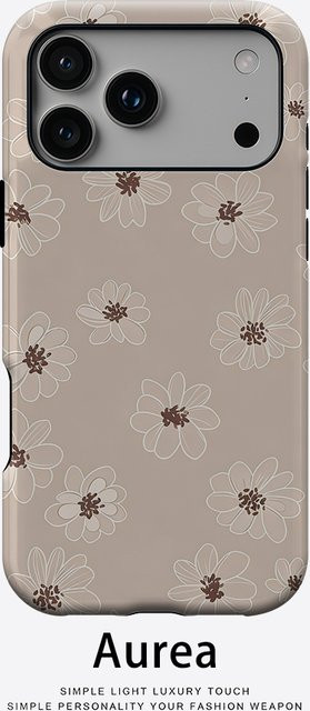 Aurea Case Matte Bumper MagSafe Hülle für iPhone 13 14 15 16 17 Pro Max Plus Beige mit minimalistischem Blumen-Design - Bild 1