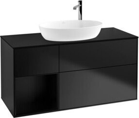 V&B Waschtischunterschrank Finion mit Wandbeleuchtung, Blau lackiert, B/T/H: 120 x 50,1 x 60,3 cm - Bild 1