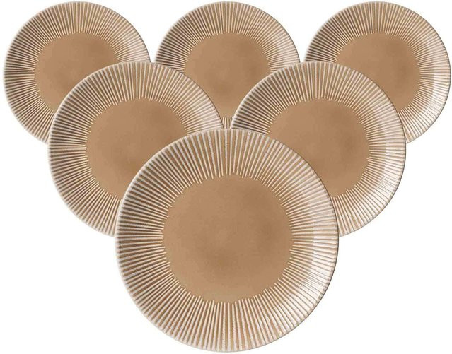 Ritzenhoff & Breker Speiseteller Banda Beige aus Steinzeug, 6er Set, Durchmesser: 27 cm - Bild 1