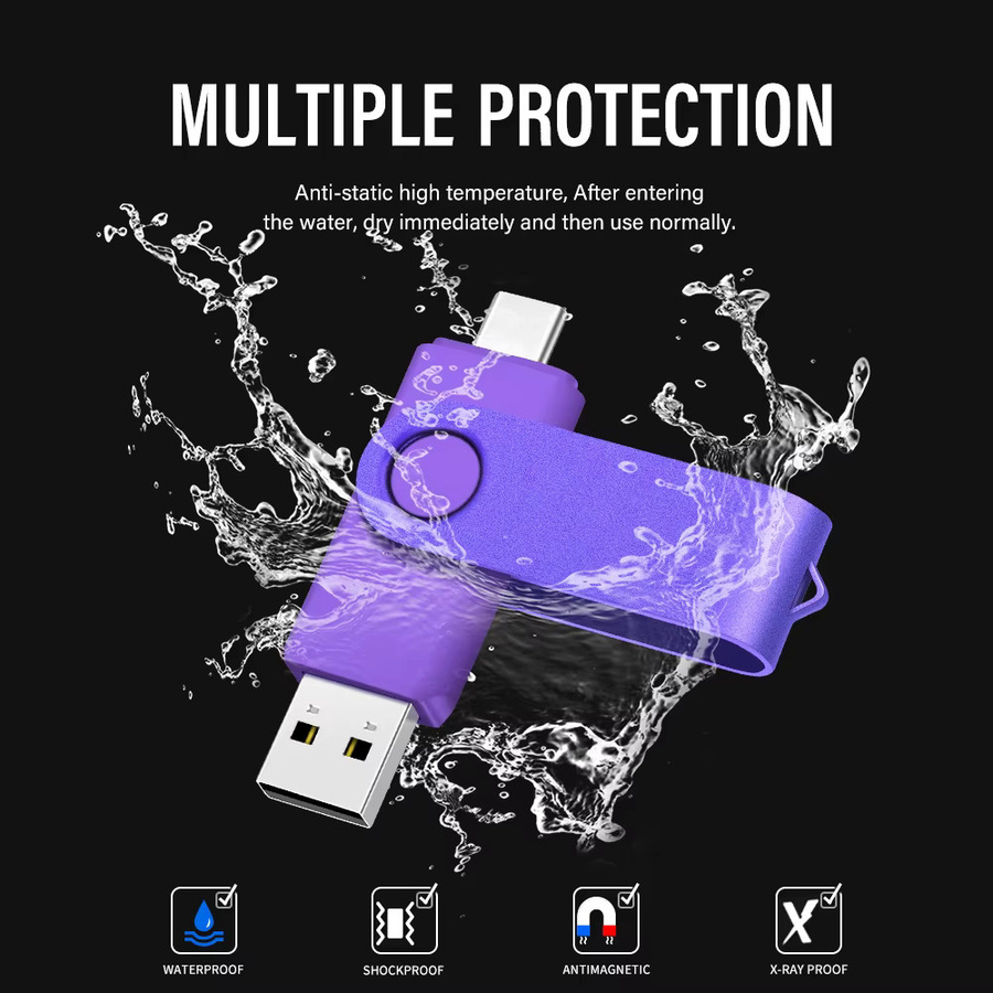 JASTER 2-in-1 USB 3.0 Flash-Laufwerk Typ-C High-Speed USB-Stick mit 128GB Kapazität in Weiß oder Lila - Bild 5
