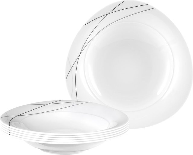 Seltmann Weiden Suppenteller Trio Highline aus Porzellan in Weiß, 6er Set, Durchmesser: 23,6 cm - Bild 1