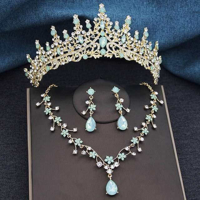 YIRAN Jewelry Schmuck-Set, Messing, Kristall, Schwarz, Damen - Bild 1