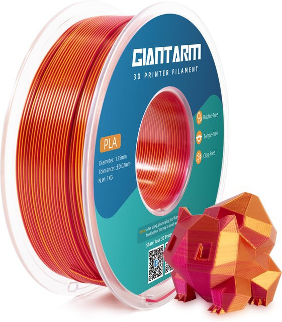 GIANTARM Zweifarbiges Seiden-PLA-Filament 1,75mm, Gold und Silber, 1kg - Bild 1