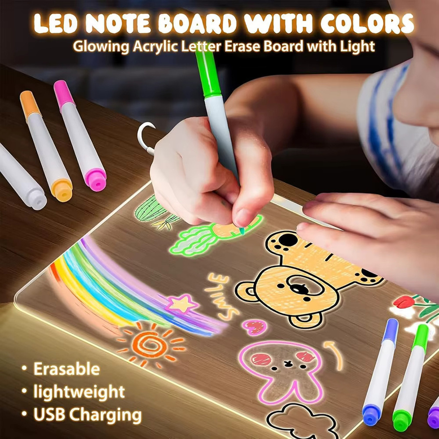 LED-Schreibtafel für Kinder, LED-Nachrichtenbrett mit Ständer, Bunt / Mehrfarbig - Bild 3