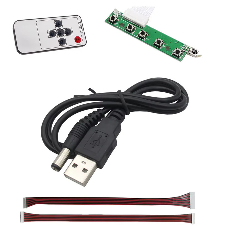 Heyman Zubehör-Set für LCD-Display-Treiberplatinen mit Tastenplatine, Flachbandkabel, Fernbedienung und USB-Netzkabel - Bild 2