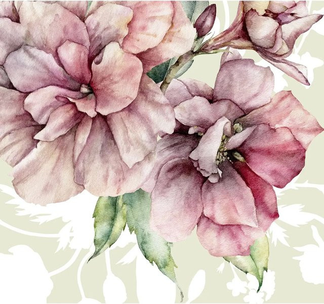 Sanders & Sanders Fototapete Blumen in Rosa und Grün aus Vlies, B: 300 cm, H: 280 cm - Bild 1