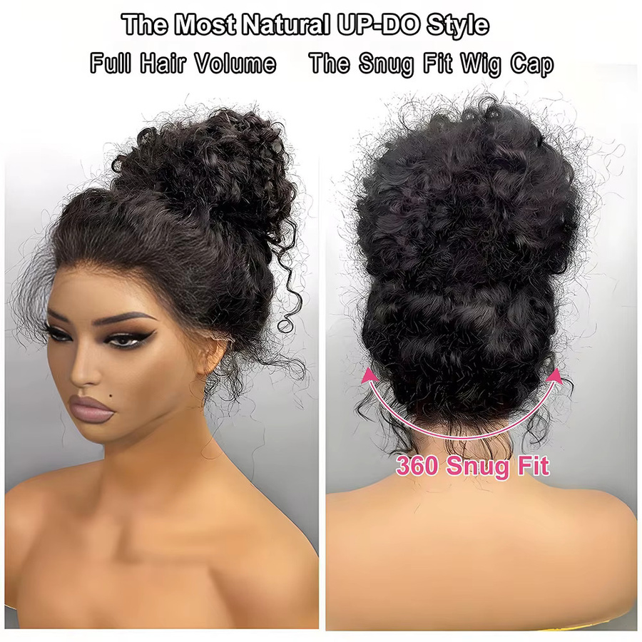 IAMVIP Lace Front Perücke, 36 Zoll, Lockiges Wasserwellen-Echthaar, 4C - Bild 3