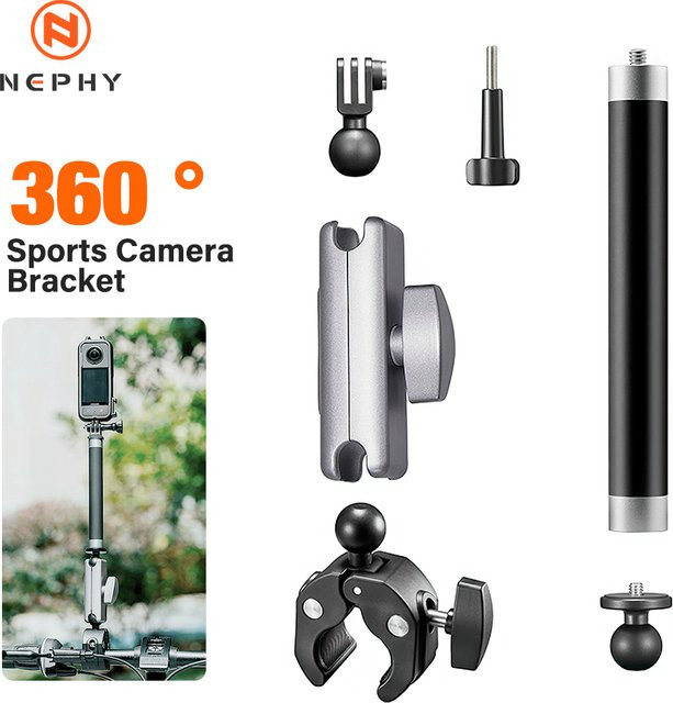 Motorrad Lenker Halterung aus Metall-Aluminiumlegierung in Schwarz für GoPro Hero 13 12 11 10, Insta360 und DJI Osmo Action Kameras - Bild 1