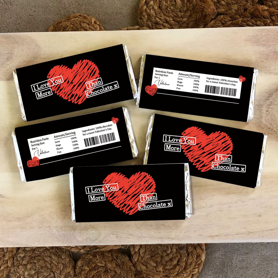 10 Stück Schokoriegel und Süßigkeitenverpackungen mit handgezeichnetem Herz-Design für Valentinstag und Jubiläen - Bild 5