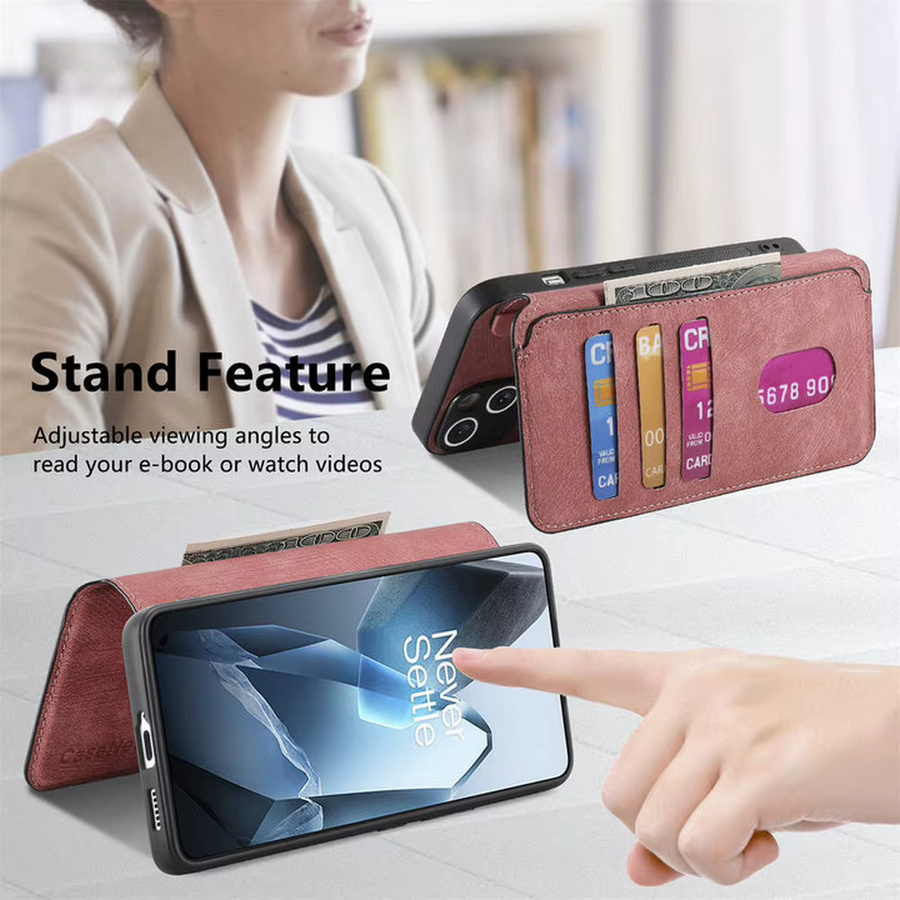 2-in-1 abnehmbare Leder-Brieftaschenhülle mit Magnetverschluss für OnePlus 15 5G, Luxus-Cover in Braun - Bild 3