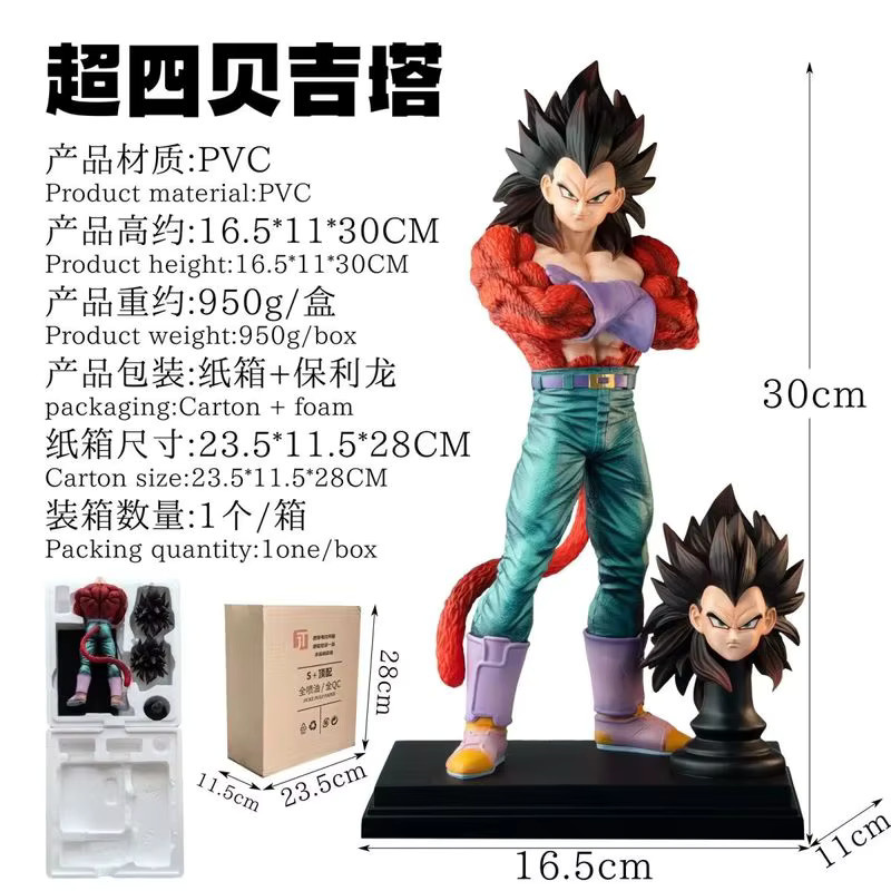 Bandai Dragon Ball Super Saiyajin 4 Goku Vegeta Doppelköpfige Statue Figur, Kunststoff - Bild 2