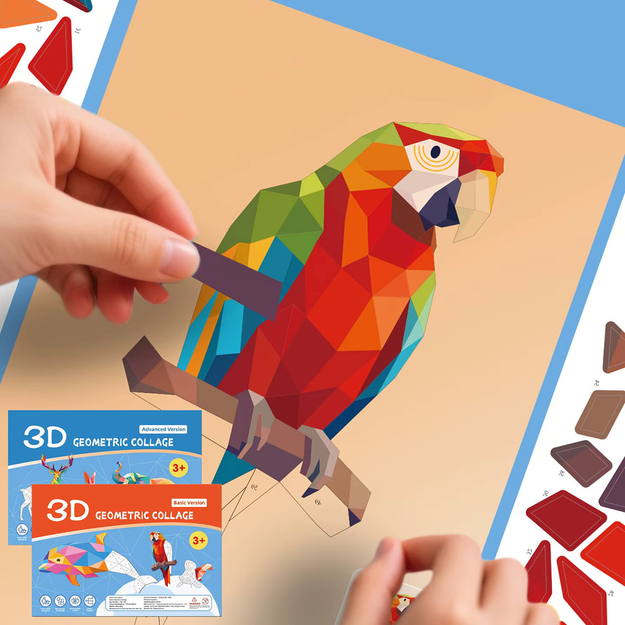 Kinderpuzzle Tiere, 6 geometrische Collagen, ab 3 Jahre - Bild 1