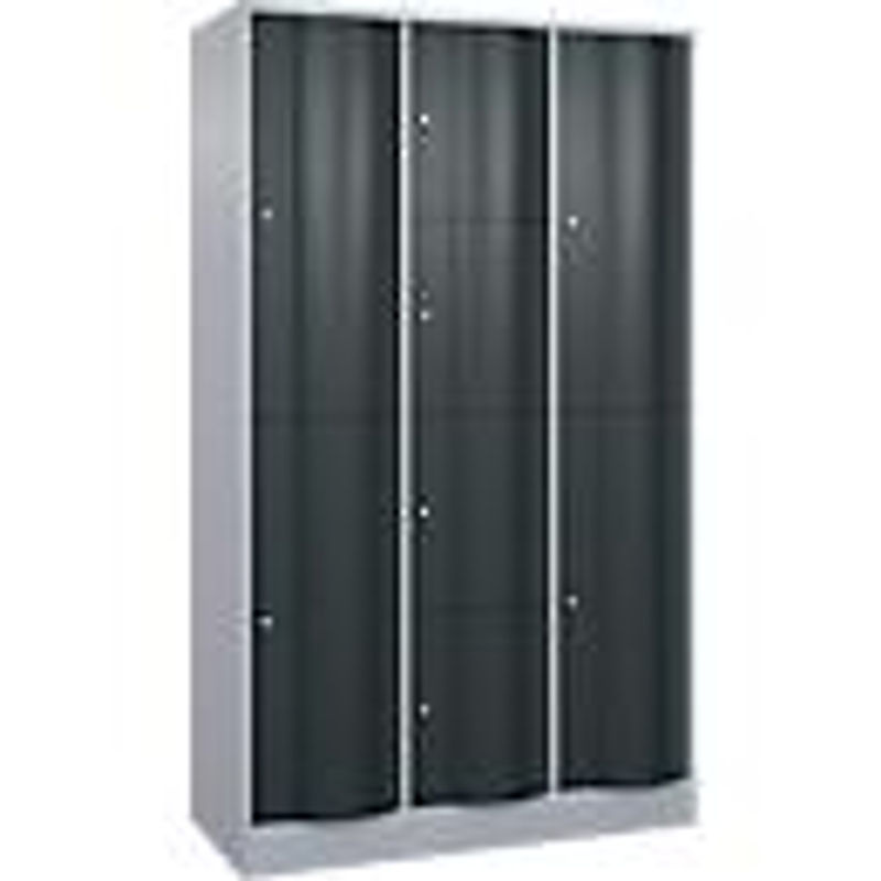 C+P Kombi-Schließfachschrank Resisto mit 3 Abteilen und 8 Fächern, Weiß/Anthrazitgrau, B/T/H: 114,8 x 54,0 x 195,0 cm - Bild 2
