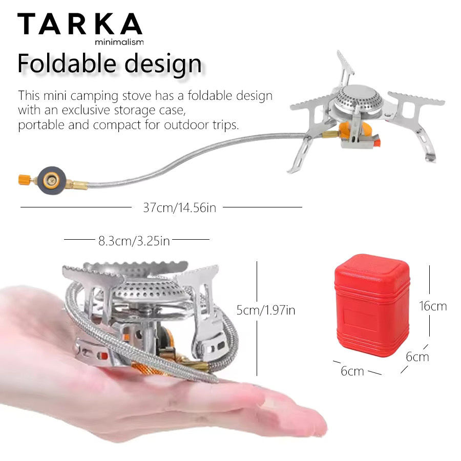 TARKA Backpacking-Gasbrenner Campingkocher mit Adapter und Aufbewahrungsbox - Bild 4