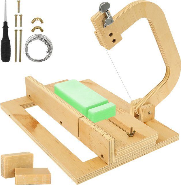 Professioneller Seifenschneider aus Holz in Braun mit verstellbarem Schneiddraht und Skala für DIY-Projekte - Bild 1