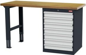 STIER Werkbank mit Schrankgehäuse in Anthrazit und Grau, B/T/H: 150 x 60 x 86 cm - Bild 1