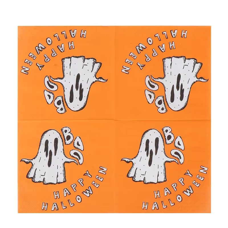 GUANYAO Halloween Servietten aus Holzzellstoff, 20 Stück, Gelb, B/B: 33 x 33 cm - Bild 3