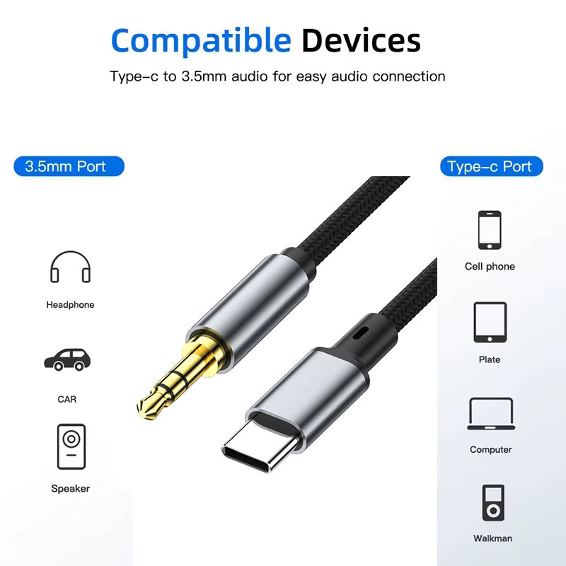 xiede AUX-Audiokabel USB-C auf 3,5mm Klinkenstecker in Schwarz für Samsung, Xiaomi und Huawei - Bild 6