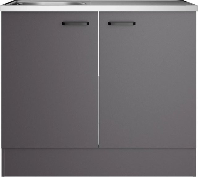OPTIFIT Spülenunterschrank Kiel420 OPTImulti MUKI SPL105-1+ in Anthrazit Matt mit 2 Türen, B/T/H: 100 x 50 x 88,2 cm - Bild 1