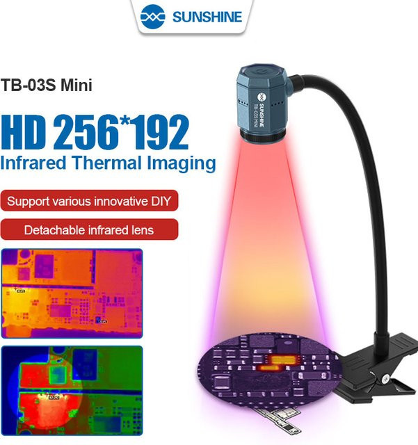SUNSHINE TB-03S Mini-Infrarot-Wärmebildgerät in Schwarz zur Mainboard-Kurzschlusserkennung und PCB-Fehlerdiagnose mit HD-Auflösung 256 x 192 - Bild 1
