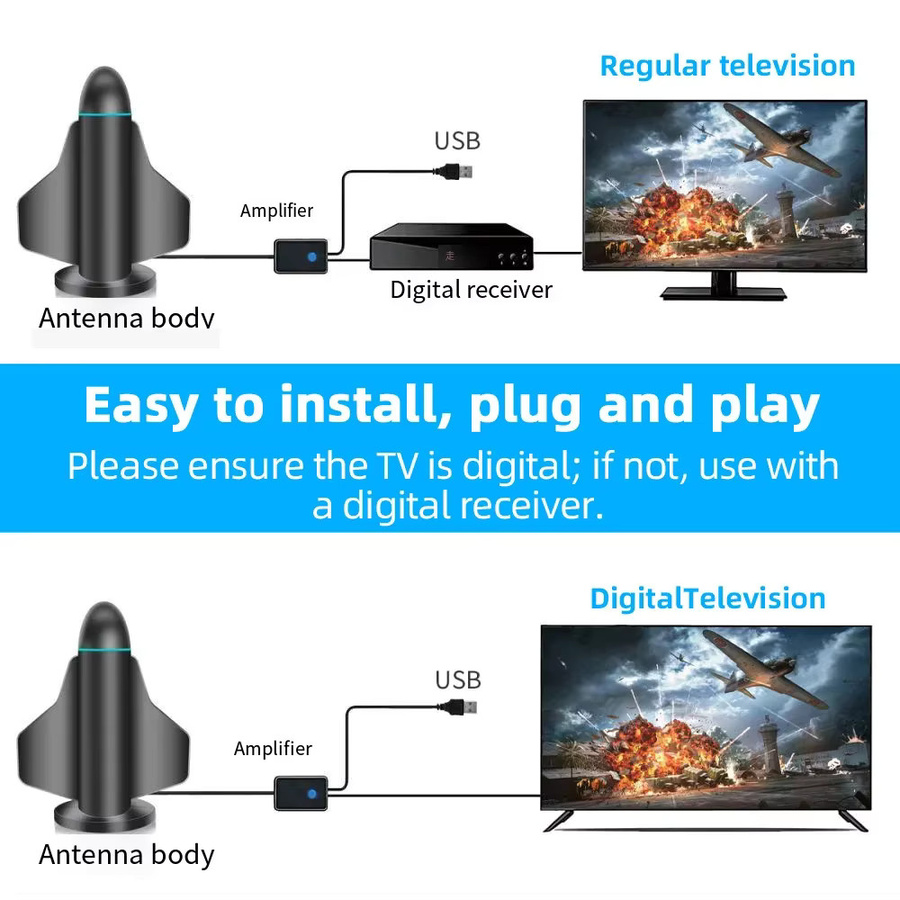 YUNYINMING Indoor HD Digital TV Antenne für HDTV in Schwarz - Bild 3