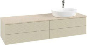 Villeroy & Boch Waschtischunterschrank Antao mit Frontstruktur und LED-Beleuchtung, Grau Lackiert, B/T: 160 x 50 cm - Bild 1