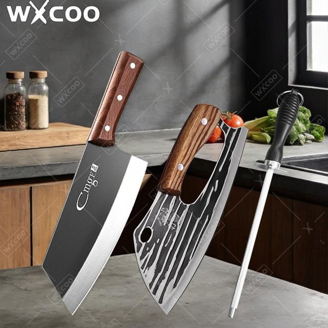 WXCOO 1-3-teiliges professionelles Kochmesser-Set aus Edelstahl mit Fleischbeil und Schneidemesser - Bild 1