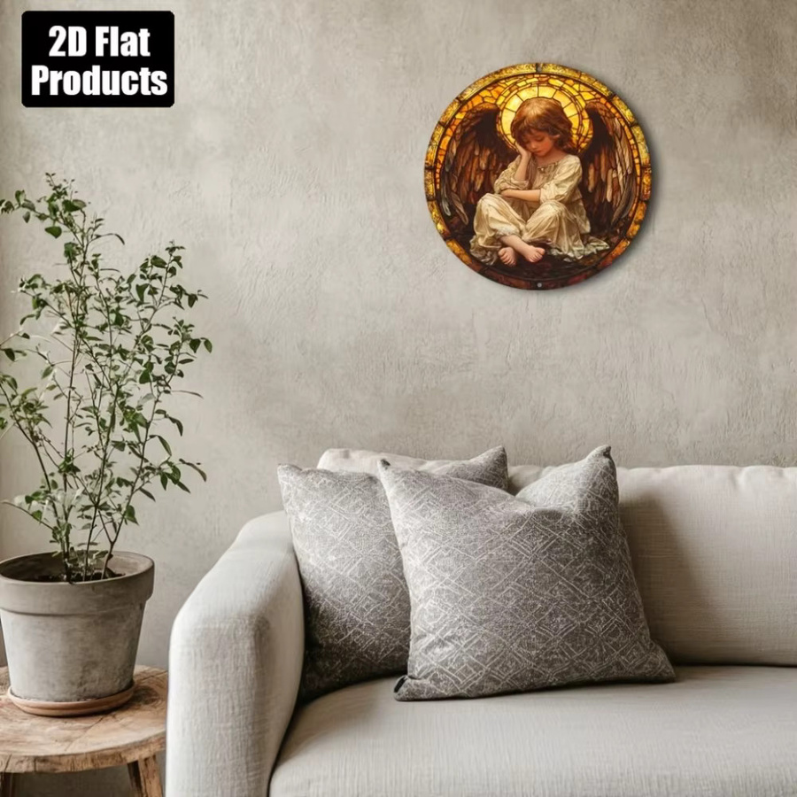 CIFBUY Engelsflügel Rundes Metallschild in Multicolour, Rustikale Wandkunst für Zuhause, Bar oder Büro, Durchmesser: 20,32 cm - Bild 4