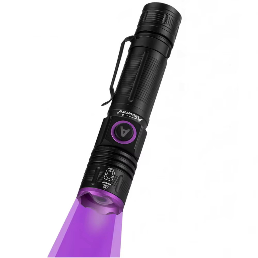 Alonefire Zoom UV-Taschenlampe USB wiederaufladbar Schwarz 365/395 nm Ultraviolett-Licht zur Klebstoff-Härtung und Detektion - Bild 5