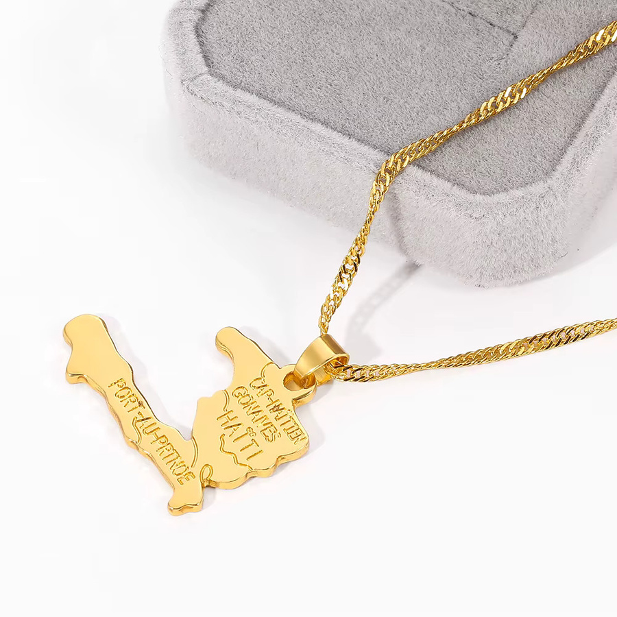 TAKARA TOMY Anhänger Halskette Haiti-Karte, Gold, Unisex - Bild 3