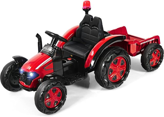 GOFLAME Elektro-Traktor mit abnehmbarem Anhänger, 12V, mit Fernbedienung, mit Warnlicht - Bild 1