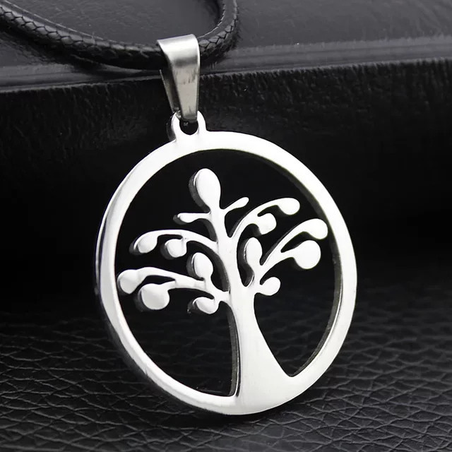 weyena Halskette Edelstahl, Baum-Charm, Schmetterlings-Anhänger, Silber, Unisex - Bild 1