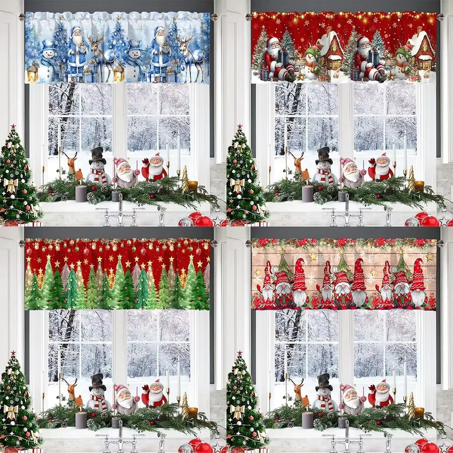 VIKAMA Weihnachts-Spitzenvorhang für festliche Dekoration in Küche und Schlafzimmer - Bild 2
