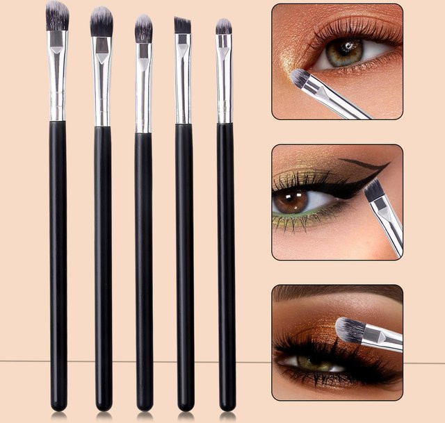 5-teiliges Augen-Make-up-Pinsel-Set mit Lidschatten-, Detail- und Mischpinsel - Bild 1