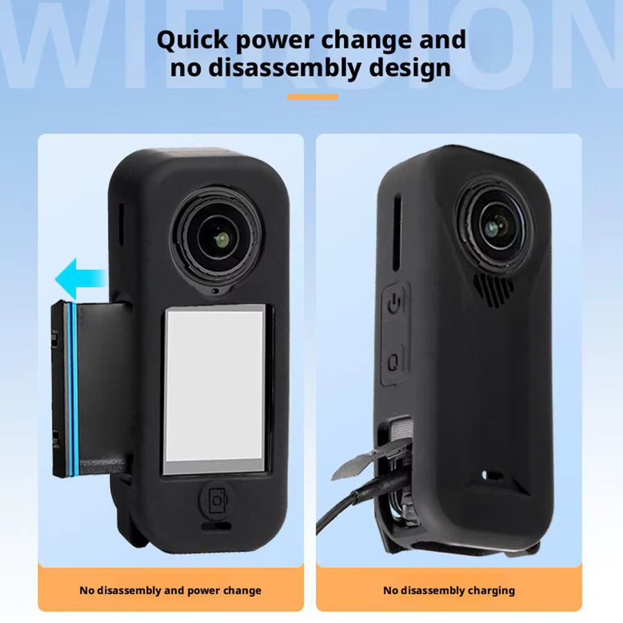 Insta360 X4air Silikon-Körperschutzhülle mit 2-in-1 Objektivdeckel in Schwarz - Bild 4