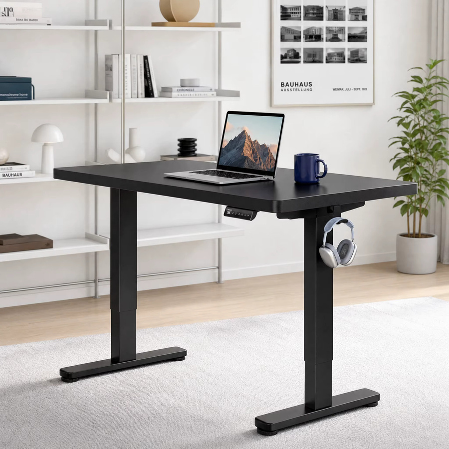 Elektrischer höhenverstellbarer Schreibtisch von Huanuo in Schwarz mit bürstenlosem Motor, ergonomischer Steh-Sitz-Tisch für das Homeoffice, B/T: 160 x 80 cm - Bild 3