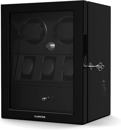 ChronoVault Uhrenbeweger, 2+3 Uhren, vegan, Hochglanz, 4 Modi, Mabuchi Motor, LED, Schublade, Schwarz