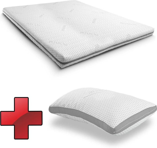 Supportho TOPPER Premium Kaltschaum Topper mit Gel-Effekt-Spezialschaum und Mikrofaserbezug, Weiß, B: 140 cm, T: 200 cm - Bild 1