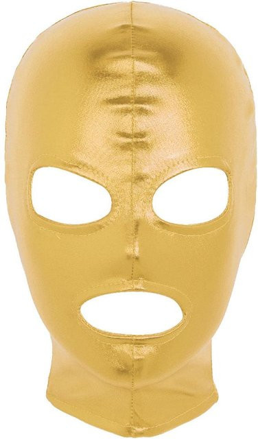 WinYing Glänzende Latex Kopfbedeckung, 3-Loch Vollgesichtsmaske Kapuze, One Size, gold - Bild 1