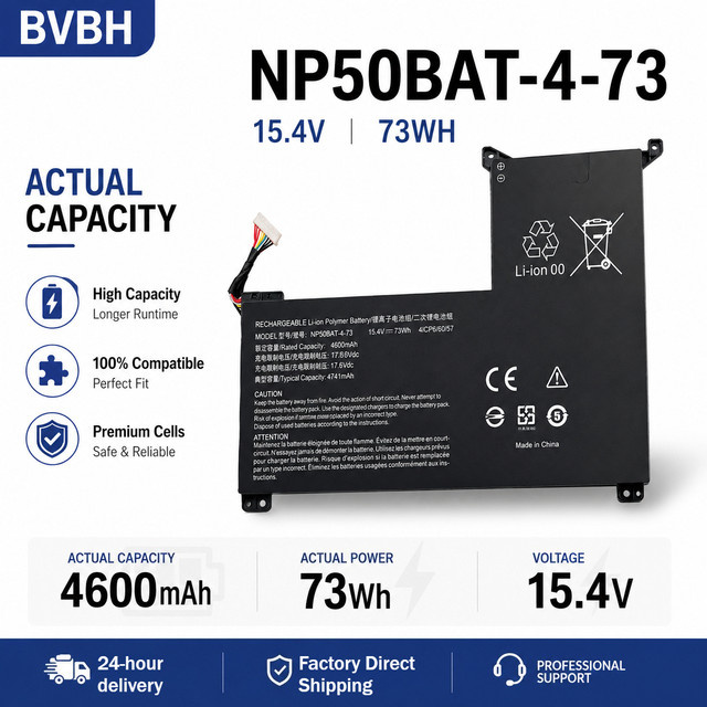 BVBH NP50BAT-4-73 Ersatz-Laptop-Akku in Schwarz für HASEE TX8R7 TX8R9 TX9R7 TX9R9 CLEVO X15AT X17AT XMG Focus 17 E23 Notebook-Batterie Li-Ion Pack - Bild 1