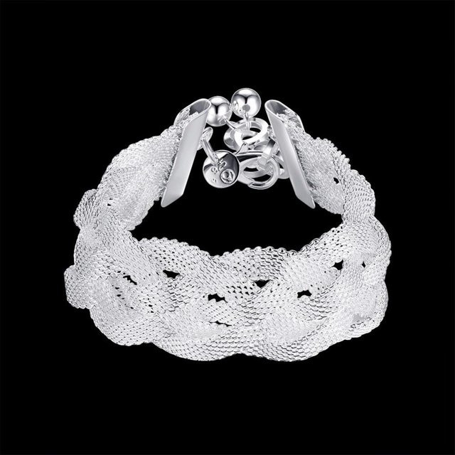 Lekani Armband 925 Sterlingsilber, Mesh Cross, 21cm, Unisex, gray - Bild 1