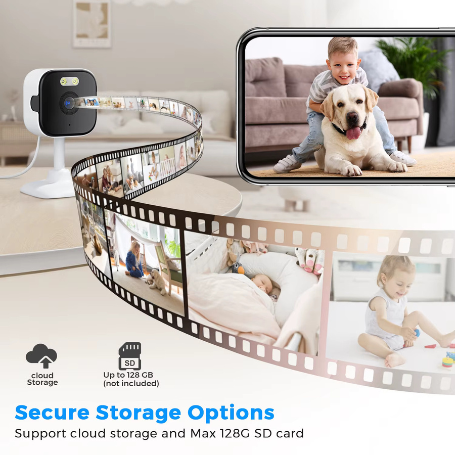 ANBIUX 4er-Pack Mini WiFi Smart Home Sicherheitskamera in Weiß mit AI Bewegungserkennung, App-Steuerung und Unterstützung für Alexa und Google - Bild 4