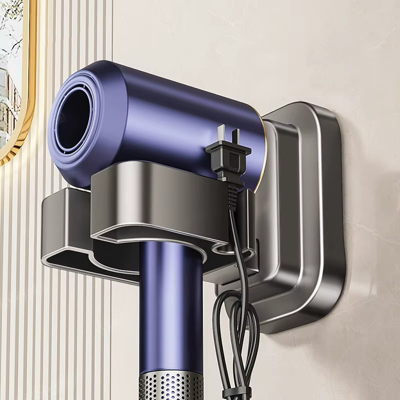 Haartrockner Halter von lazyishhouse mit Saugnapf und Selbstklebeoption, braun, Wandhalterung für Badezimmer und Schlafzimmer - Bild 3