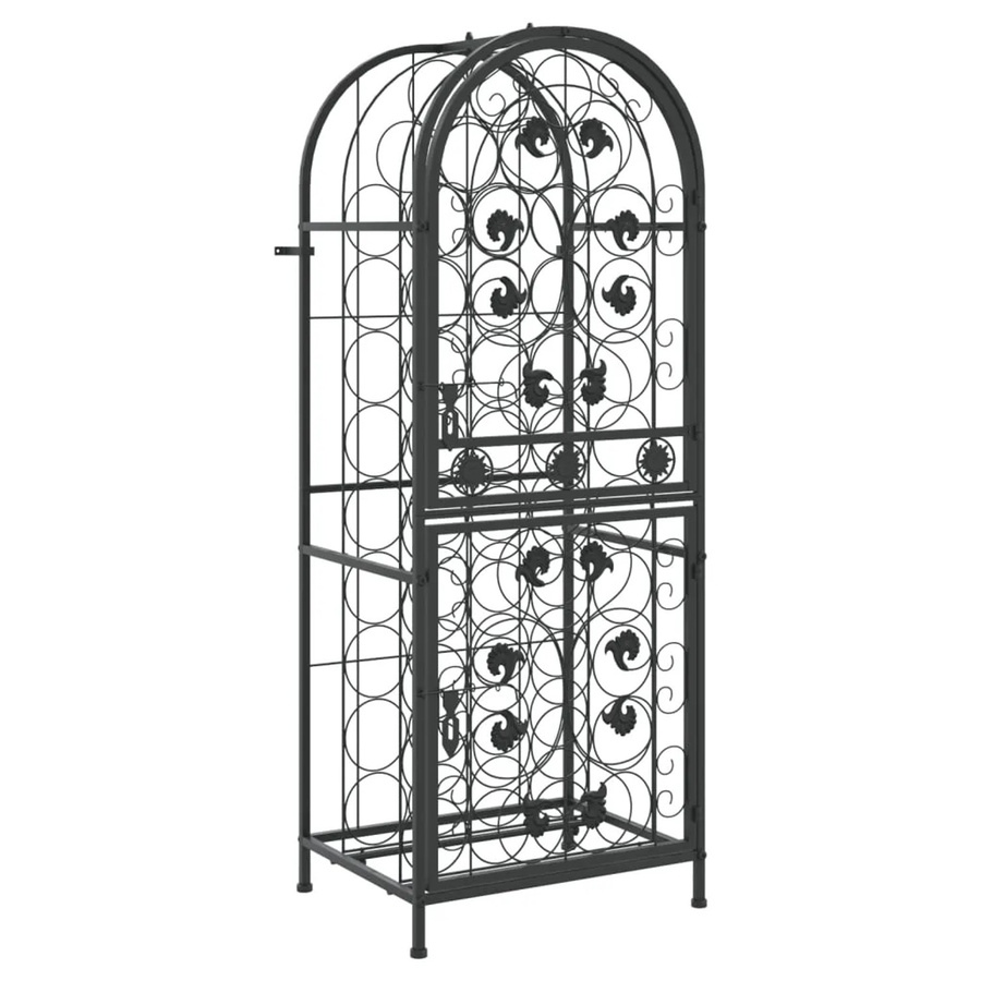 vidaXL Weinregal aus Schmiedeeisen in Schwarz für 41 Flaschen, H x B x T: 120 x 45 x 36 cm - Bild 2