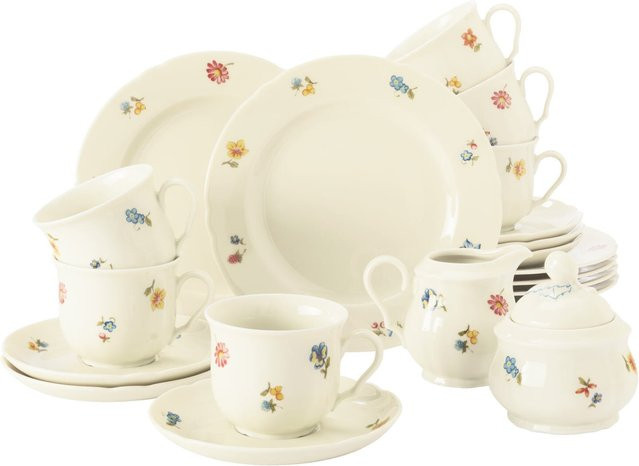 Seltmann Weiden Kaffeeservice Marieluise aus Porzellan in Elfenbein mit floralem Blütenmeer Design 20er Set - Bild 1