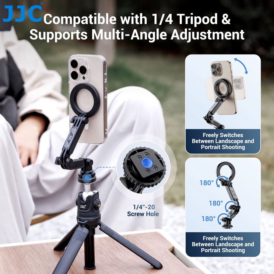JJC Magnetische Kaltschuh-Telefonhalterung in Schwarz für iPhone, Samsung, DJI Osmo Action und GoPro Kameras - Bild 4