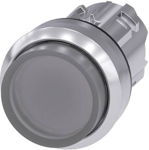 Siemens Leuchtdrucktaster 3SU1051-0BB70-0AA0 mit Metall-Frontring in Silber und klarem Knopf - Bild 1